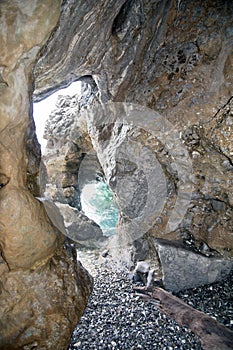 Detail of a cave along the seaside