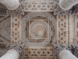 Detail of the ceiling under the external colonnade of the Pantheon, Paris.