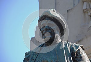 Detail of Cervantes monument represent Sancho Panza