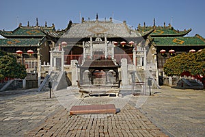 Detail of chinese ancient stone decorated archway in Henan, China.