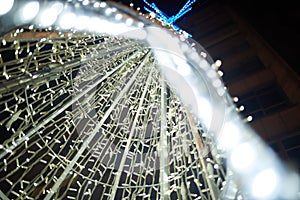 Detail of a Christmas tree made of LED lights