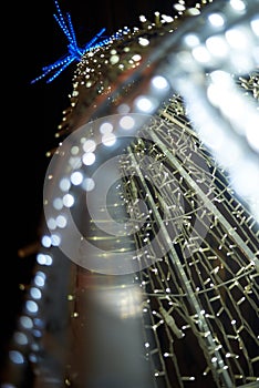 Detail of a Christmas tree made of LED lights
