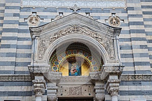 Detail of church decoration with golden mosaic, La Spezia ITALY