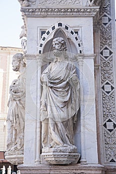 Detail on City Hall, Piazza del Campo Square, Siena