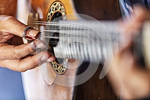 Detail of classical Portuguese guitar. Used for fado. photo
