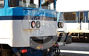 Detail of a Clean Machine at a European Train Station, a Modernized Train with LED Lights