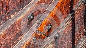 Detail of a clinker built viking ship photo