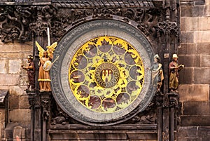 Detail of the Clock tower in the old town of Prague