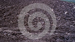 detail of clods of hoed and plowed soil. without plants empty. countryside texture