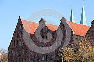 A detail close up of the salt storehouses in luebeck