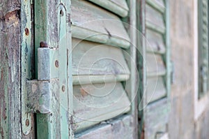 Detail of closed old wooden shutter