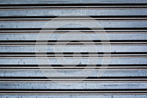 Detail of closed steel security shutters