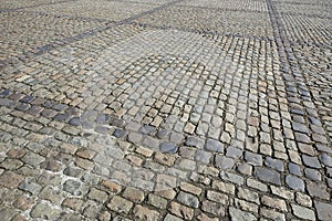 Detail of a cobbled road