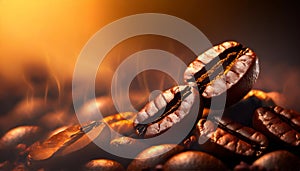 A detail of coffe grains with warm background