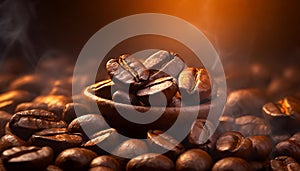 A detail of coffe grains with warm background