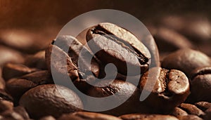 A detail of coffe grains with warm background