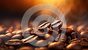 A detail of coffe grains with warm background