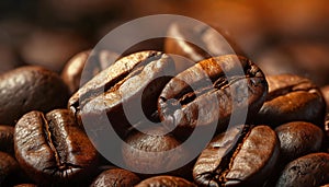 A detail of coffe grains with warm background