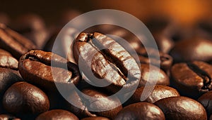 A detail of coffe grains with warm background
