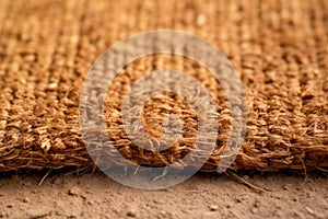 detail of coir doormat with natural fibres