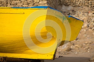 Detail of Colored fishing boat on the beach of Sidi Kaouki