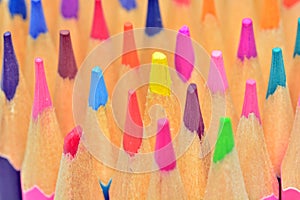 Detail of colored pencil tips photo