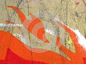 Detail of colorful graffiti fire photo