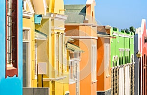 Detail of colorful houses in Luderitz - German town in Namibia