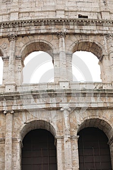 Detail of Colosseum also called Coliseum in Rome Italy