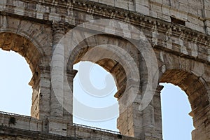 Detail of the Colosseum in Rome, Italy