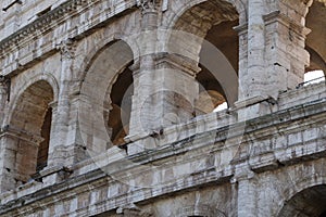 Detail of the Colosseum in Rome, Italy