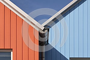 Detail of coloured buildings in Lauwersoog