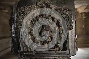 DEtail of column of Hindu Temple, Hampi, India photo