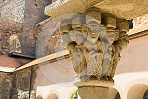 Detail of a column of the monastery of Sant Pere de Rodes, Spain