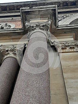 Detail of a column outside a museum, SMK – Statens Museum for Kunst (Statens Museum for Kunst), Copenhagen, Denmark