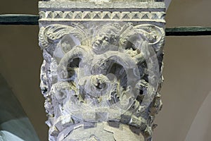 Detail of a column in Saint Mark Church in Korcula, Croatia