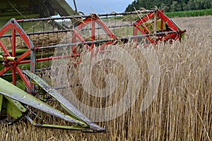 Detail - combine harvester at harvest