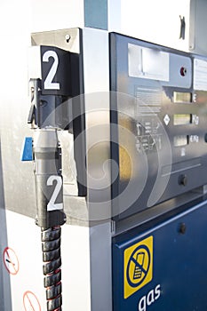 Detail of compressed natural gas dispenser for cars