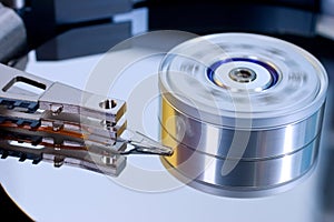 Detail of computer hard drive internals