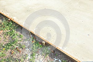 Detail of Concrete base for a house in construction site