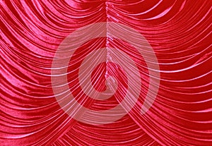 Detail of  a contracted red curtain