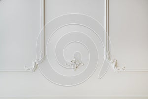 Detail of corner ceiling cornice with intricate crown molding