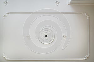 Detail of corner ceiling cornice with intricate crown molding