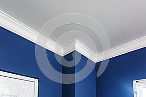 Detail of corner ceiling with intricate crown molding