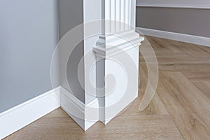 Detail of corner flooring with intricate crown molding