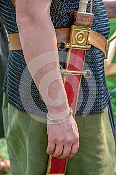 Detail of the costume of a Roman soldier