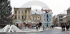 Detail of the Council Square (Piata Sfatului) Brasov, Transylvania