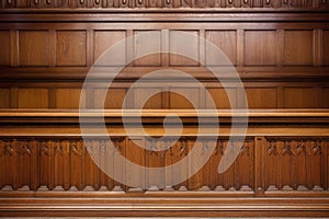 detail of the courtroom oak woodwork