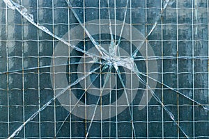 Detail of a cracked industrial window