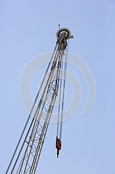detail of a crane on a blue sky background